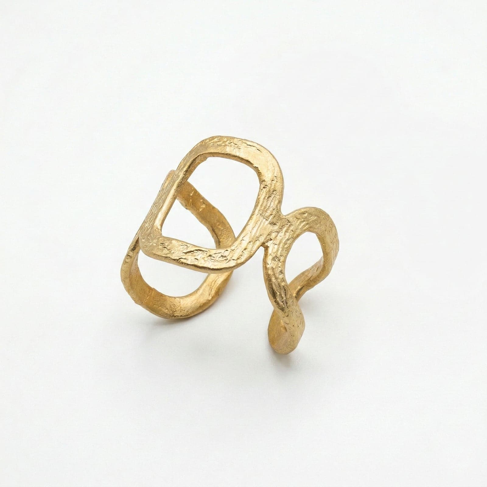 Matte Gold Plated Adjustable Spiral Ring in Brass