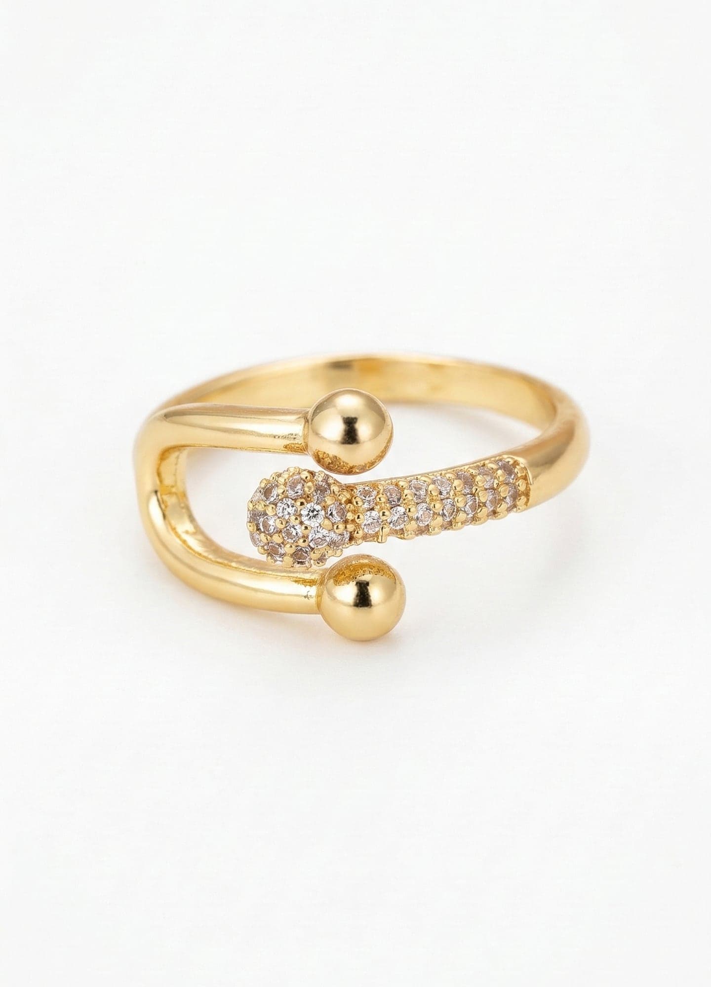 Gold-Plated Brass, Zircon Stone Trend Ring
