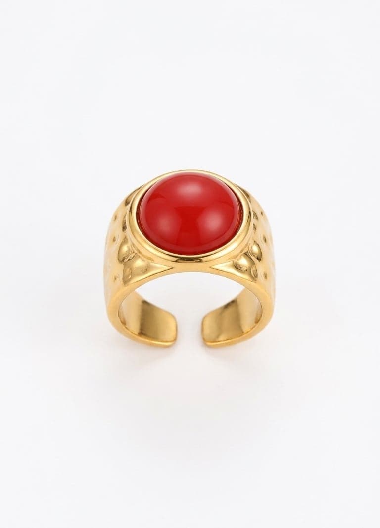 Gold-Plated Brass, Synthetic Stone Ring