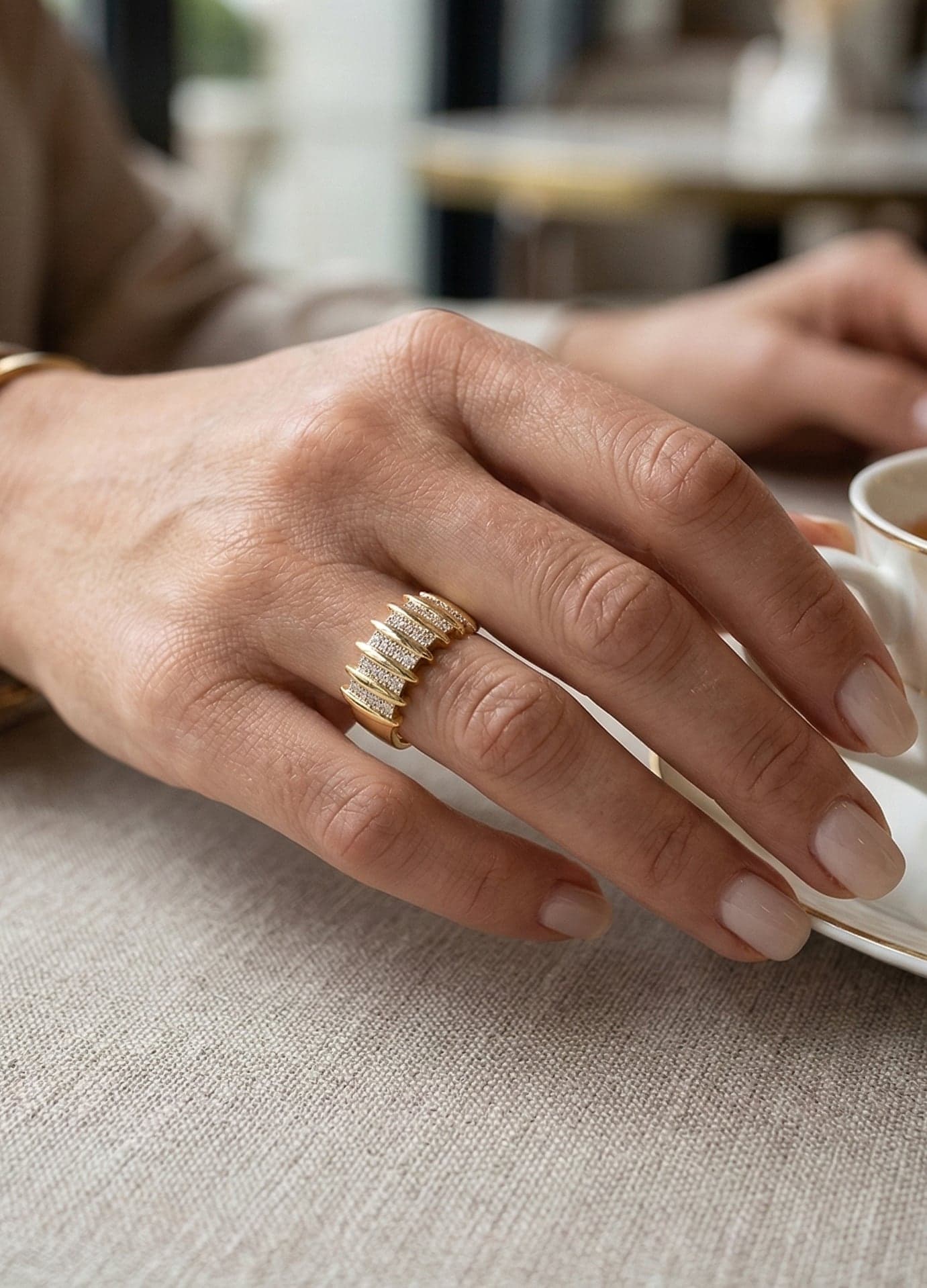 Gold-Plated Brass Ring with Zircon Stone