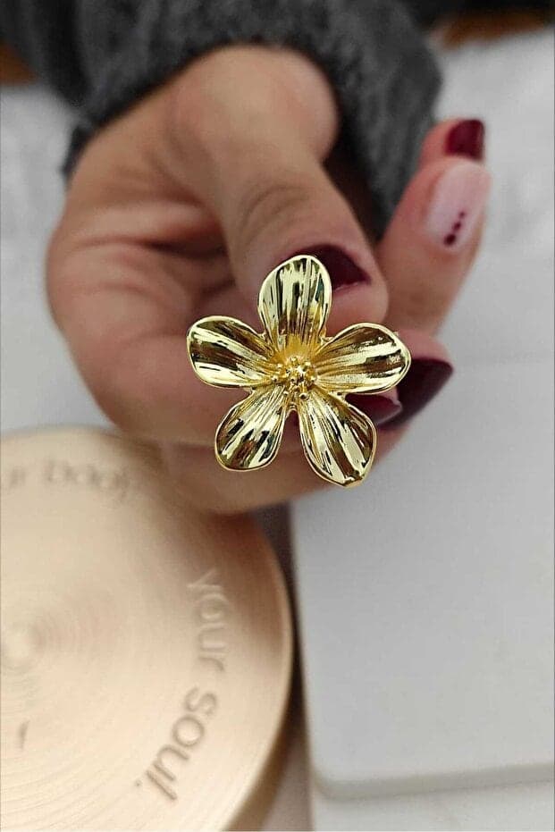 Gold-Plated Brass, Leaf Pattern Ring
