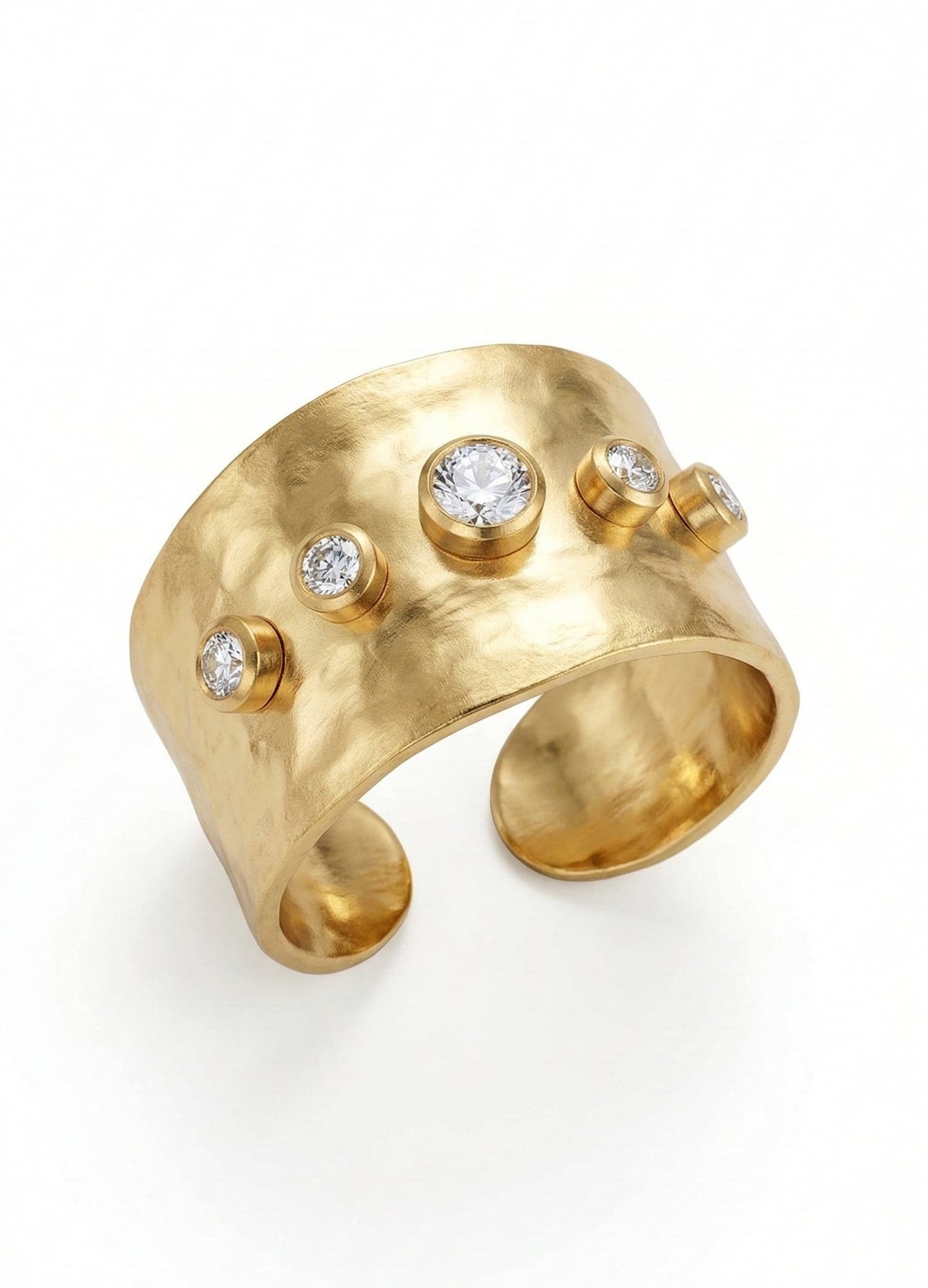 Gold-Plated Brass Ring with Zircon Stone Setting