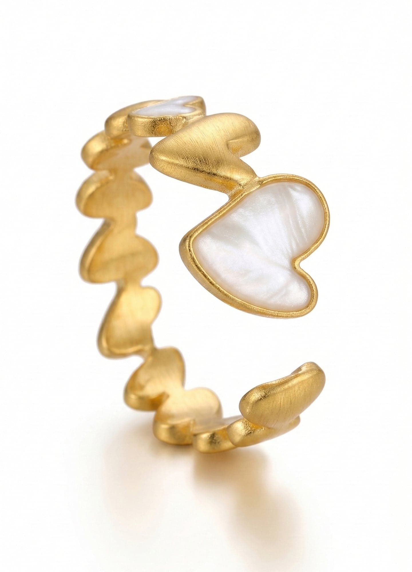 Gold-Plated Brass, Enameled Heart-Shaped Ring