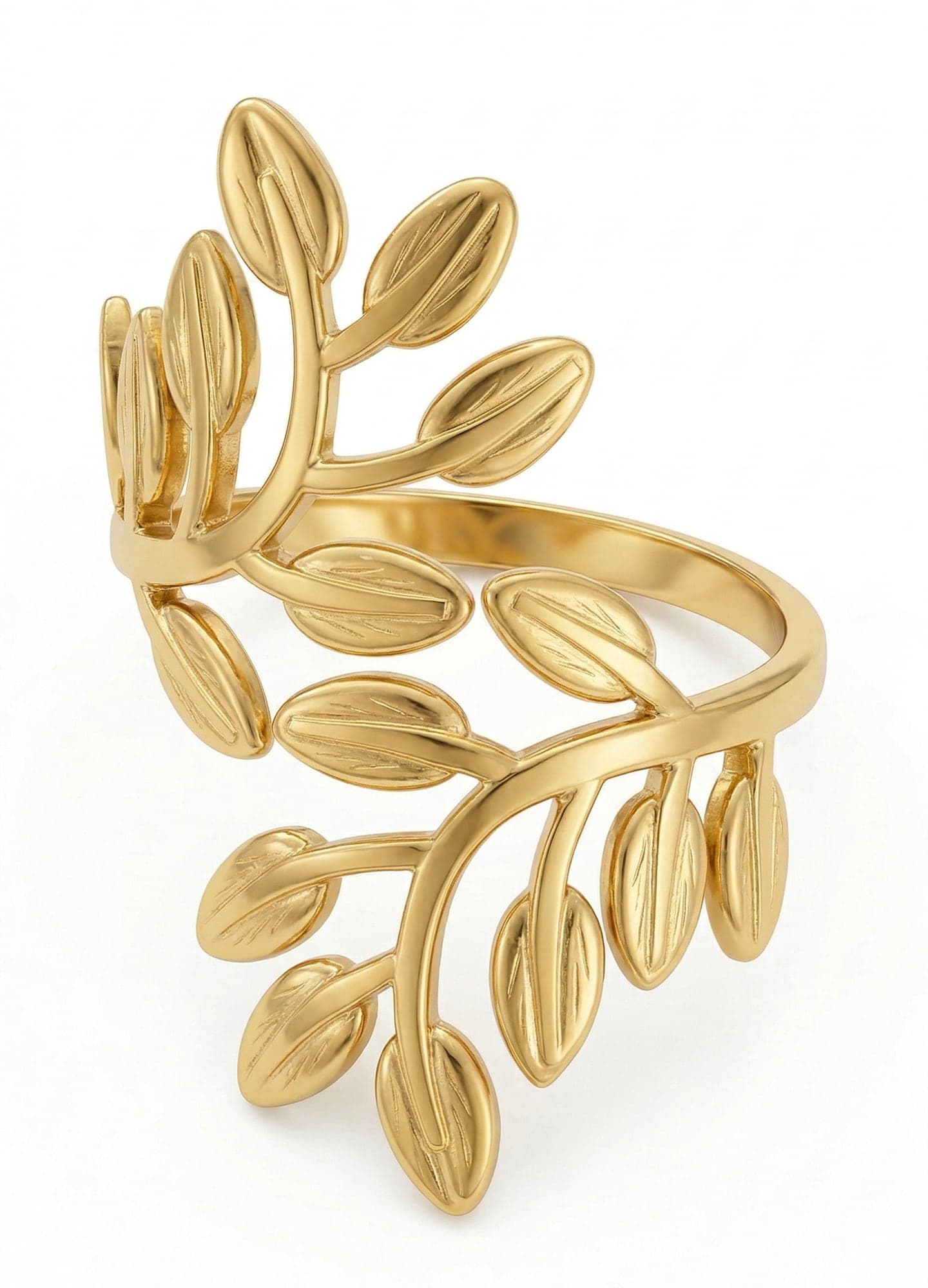 Gold-Plated Brass, Leaf Pattern Ring
