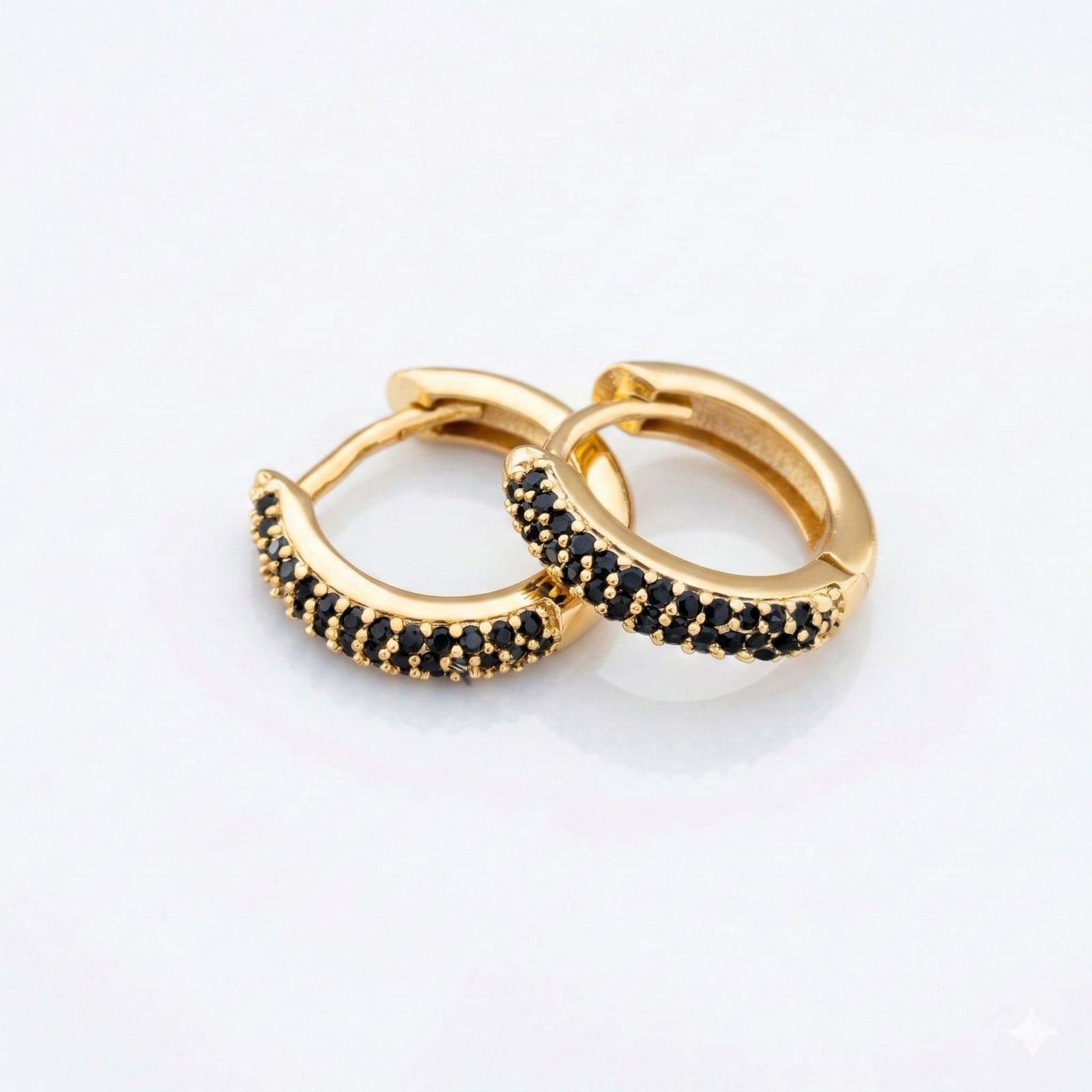 Gold Plated Black Zircon Stone String Earrings on Brass