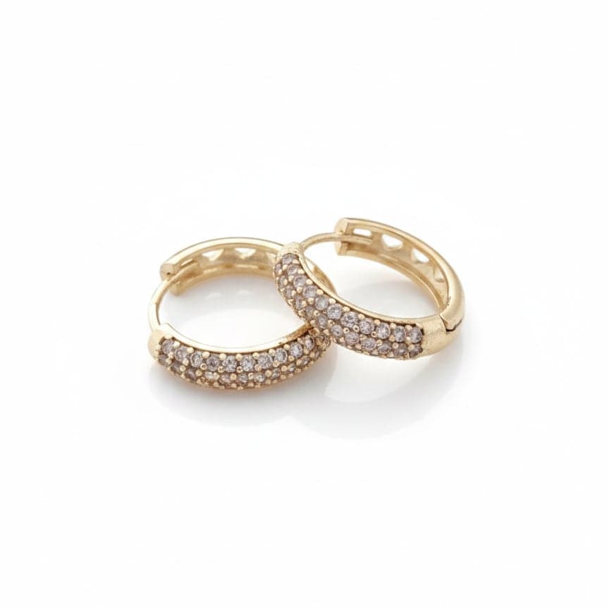 Gold Plated Zircon Stone Hoop Earrings on Brass