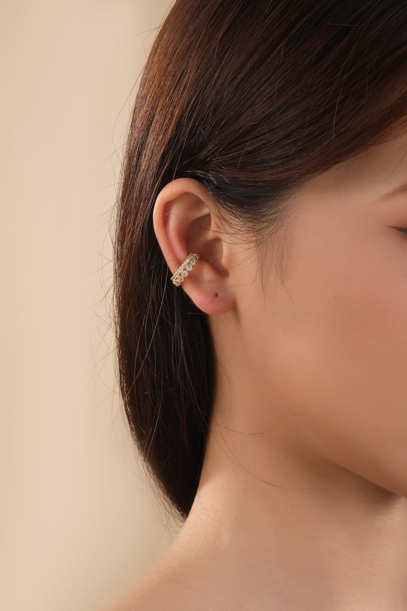 Gold Plated Zircon Stone Cartilage Earrings on Brass