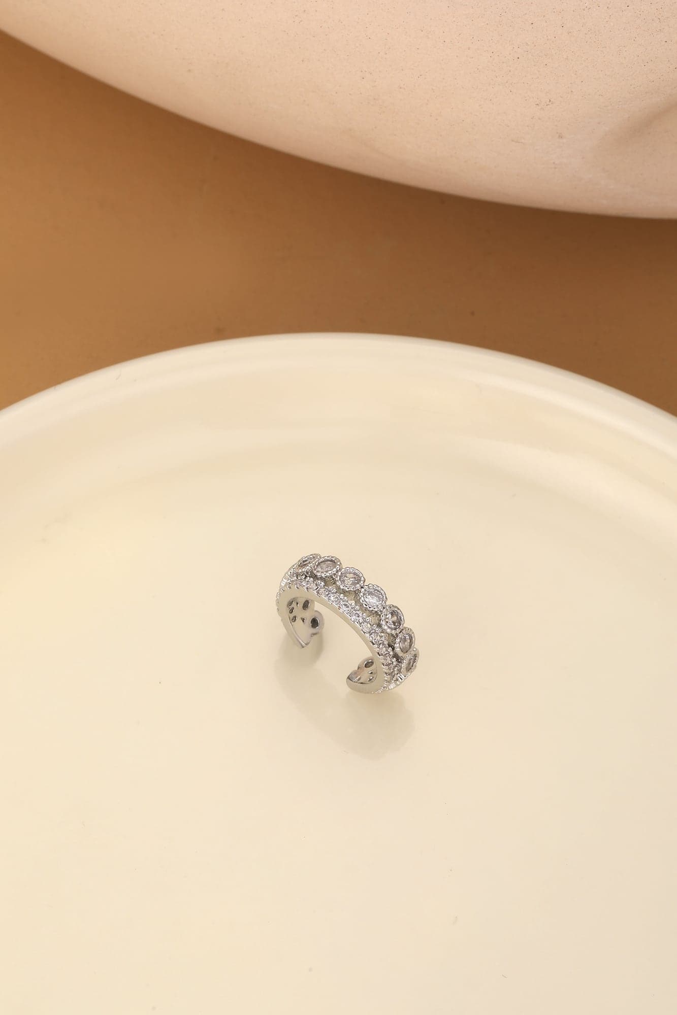 Silver Tone Zircon Stone Cartilage Earrings on Brass