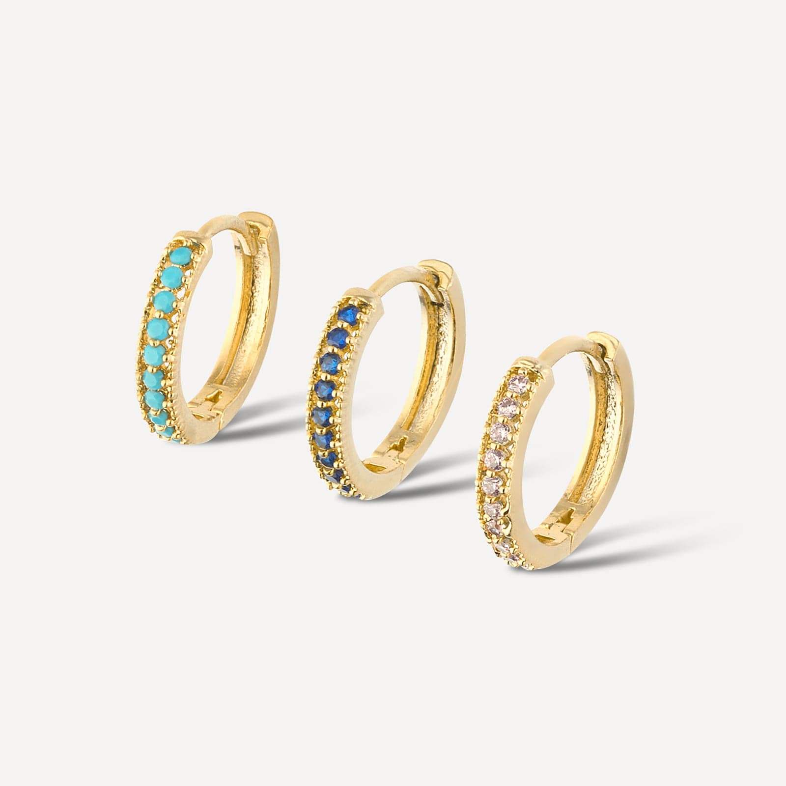 Brass over Gold plated hoop earrings set