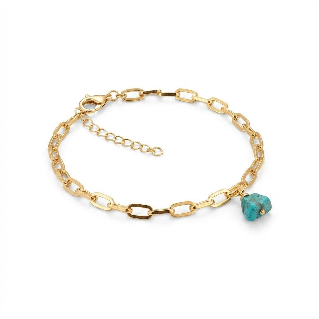 Brass Gold Plated Glass Stone Dangle Bracelet