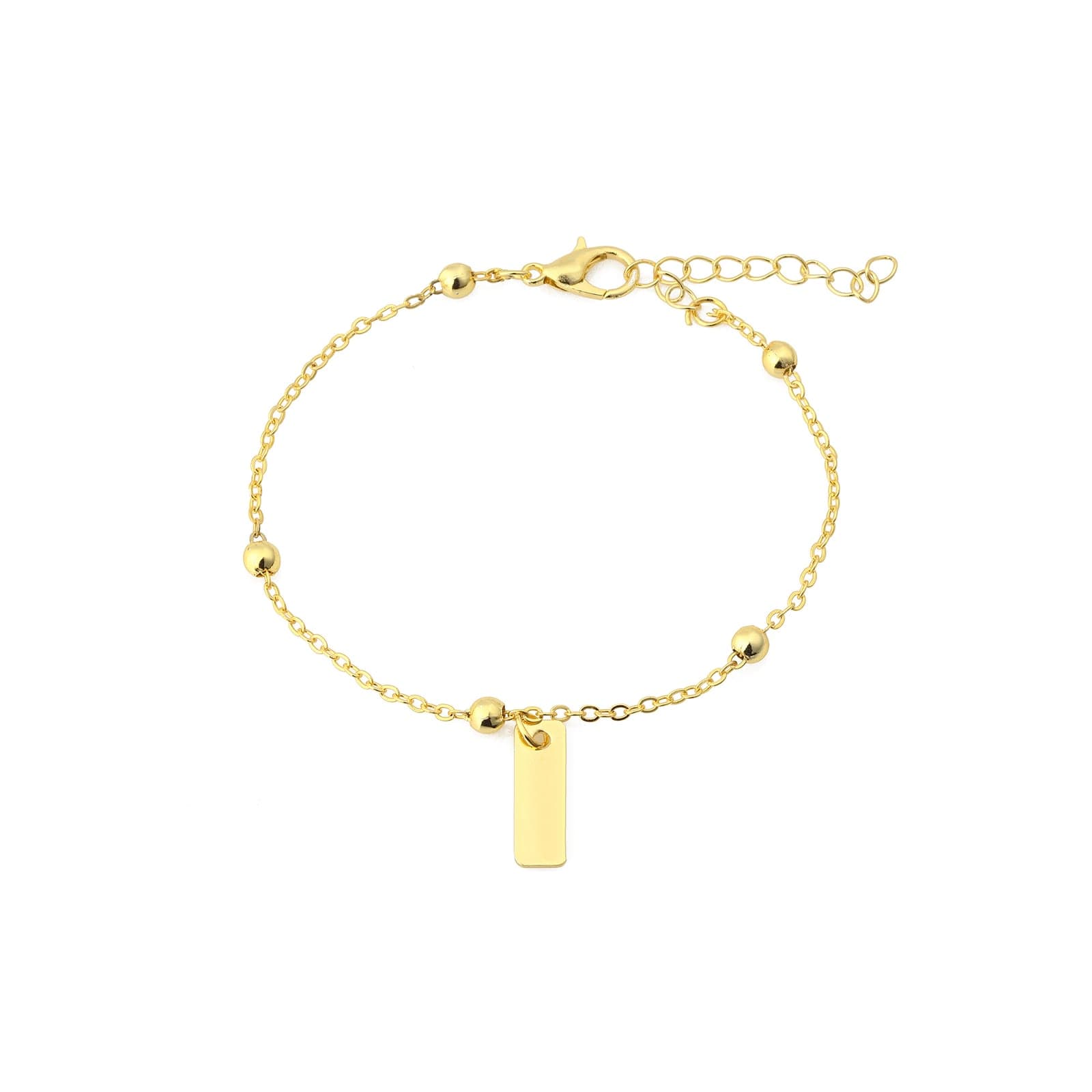 Brass Gold Plated Bar Dangle Chain Bracelet