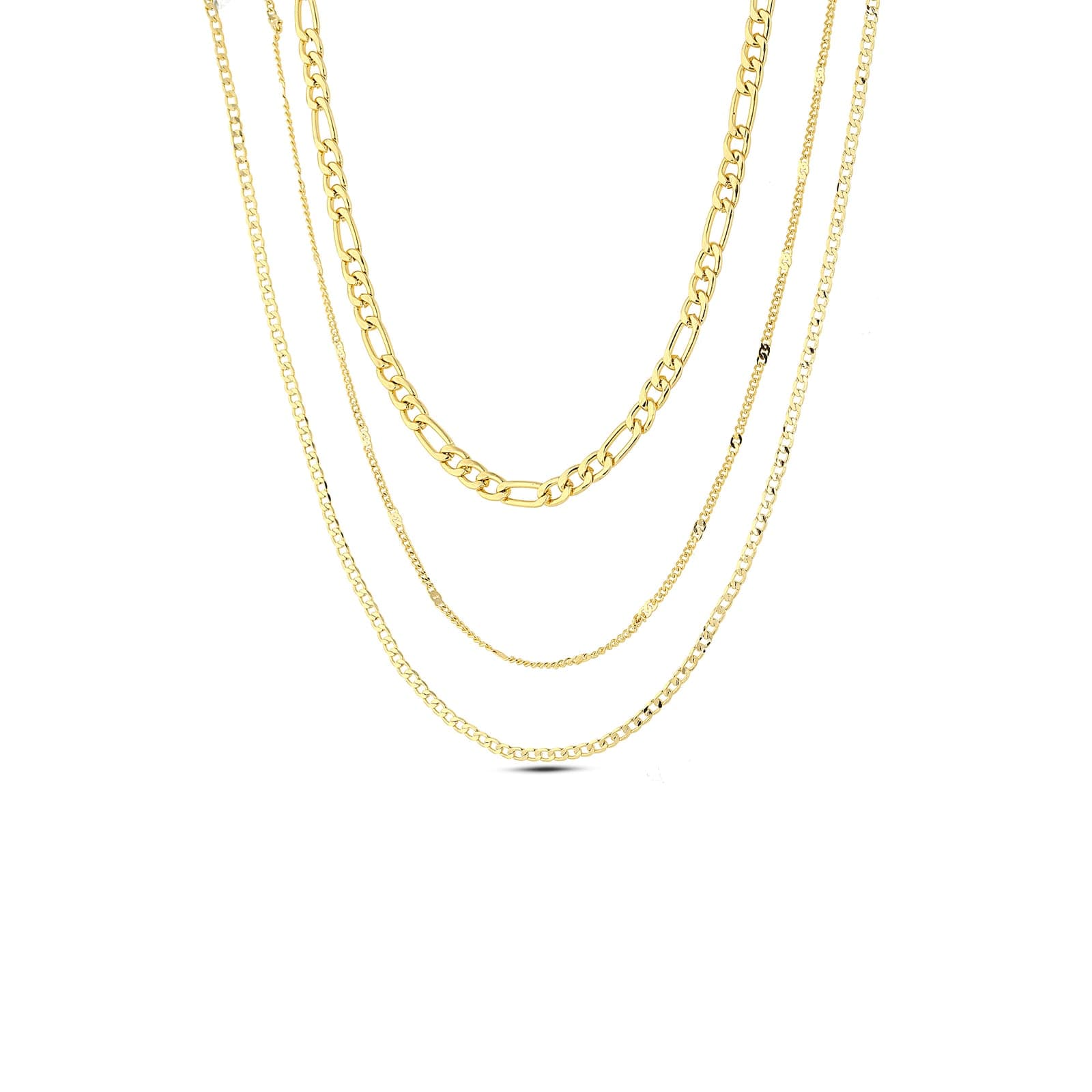Gold Plated Brass Triple Necklace