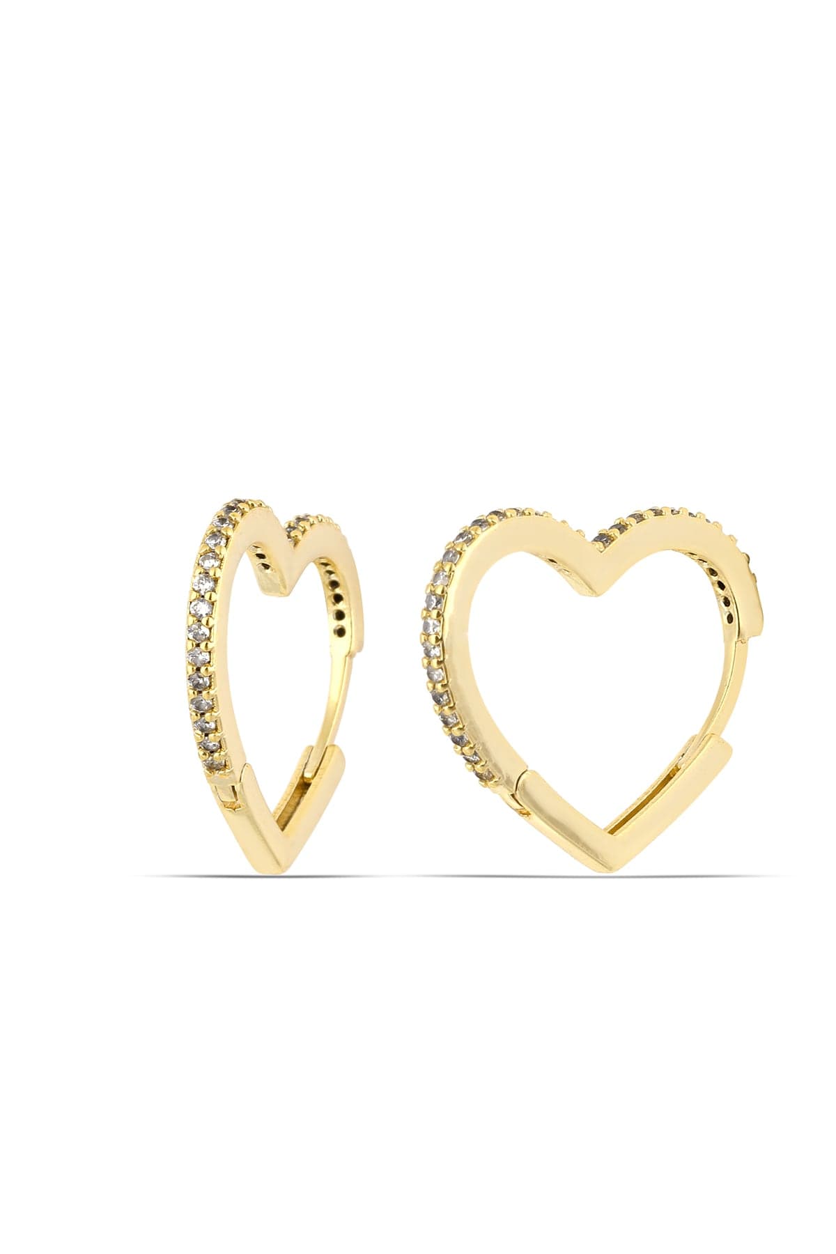 Heart Earrings with Gold Plated Zircon Stone on Brass