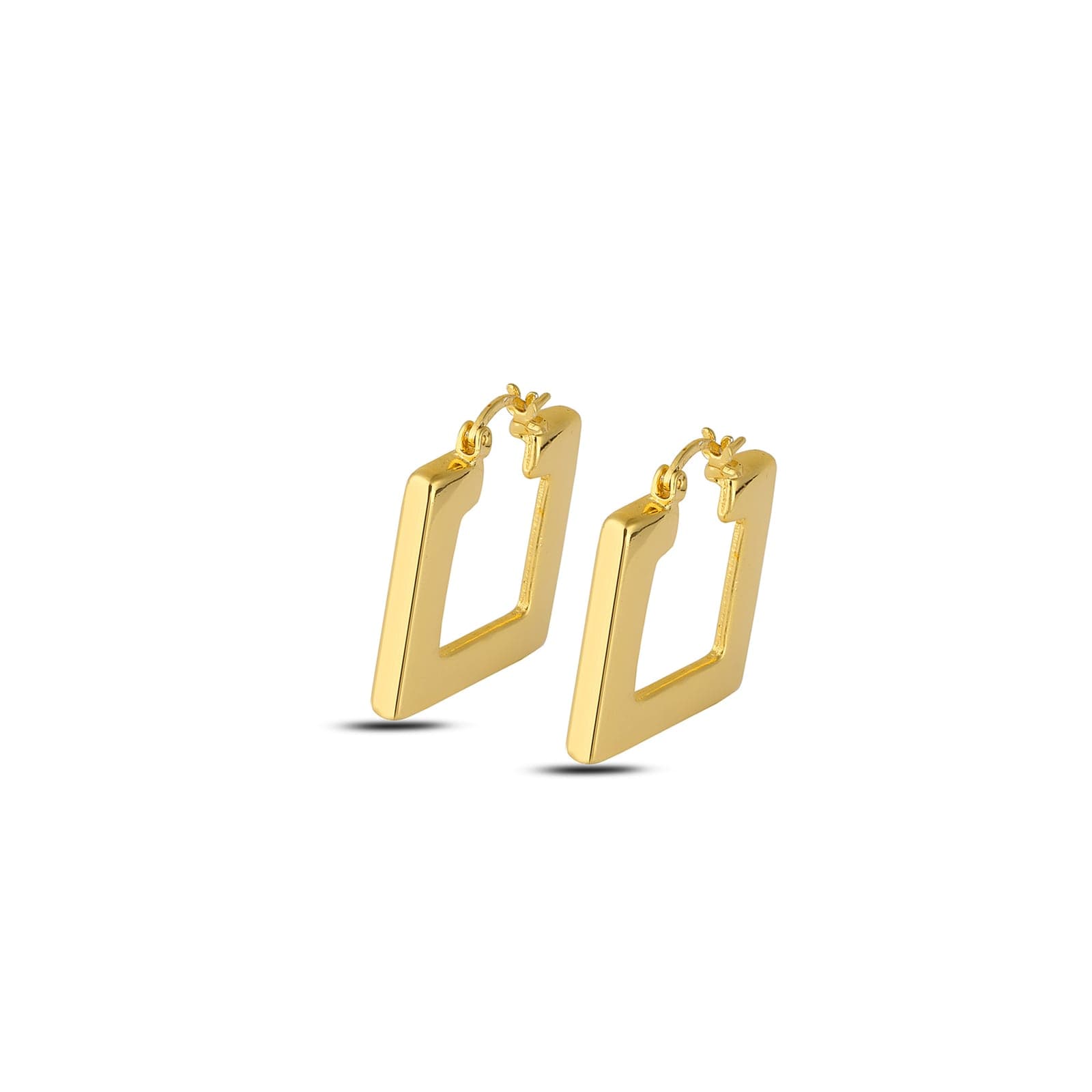 Gold Plated Brass Square Earrings