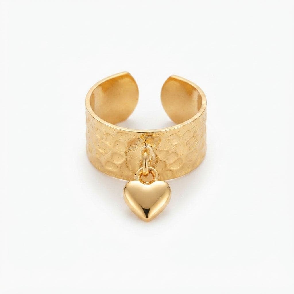 Gold Plated Brass Heart Hanging Melting Ring