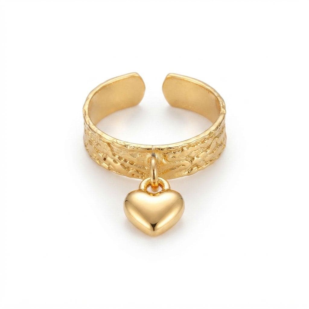 Gold Plated Brass Heart Hanging Melting Ring