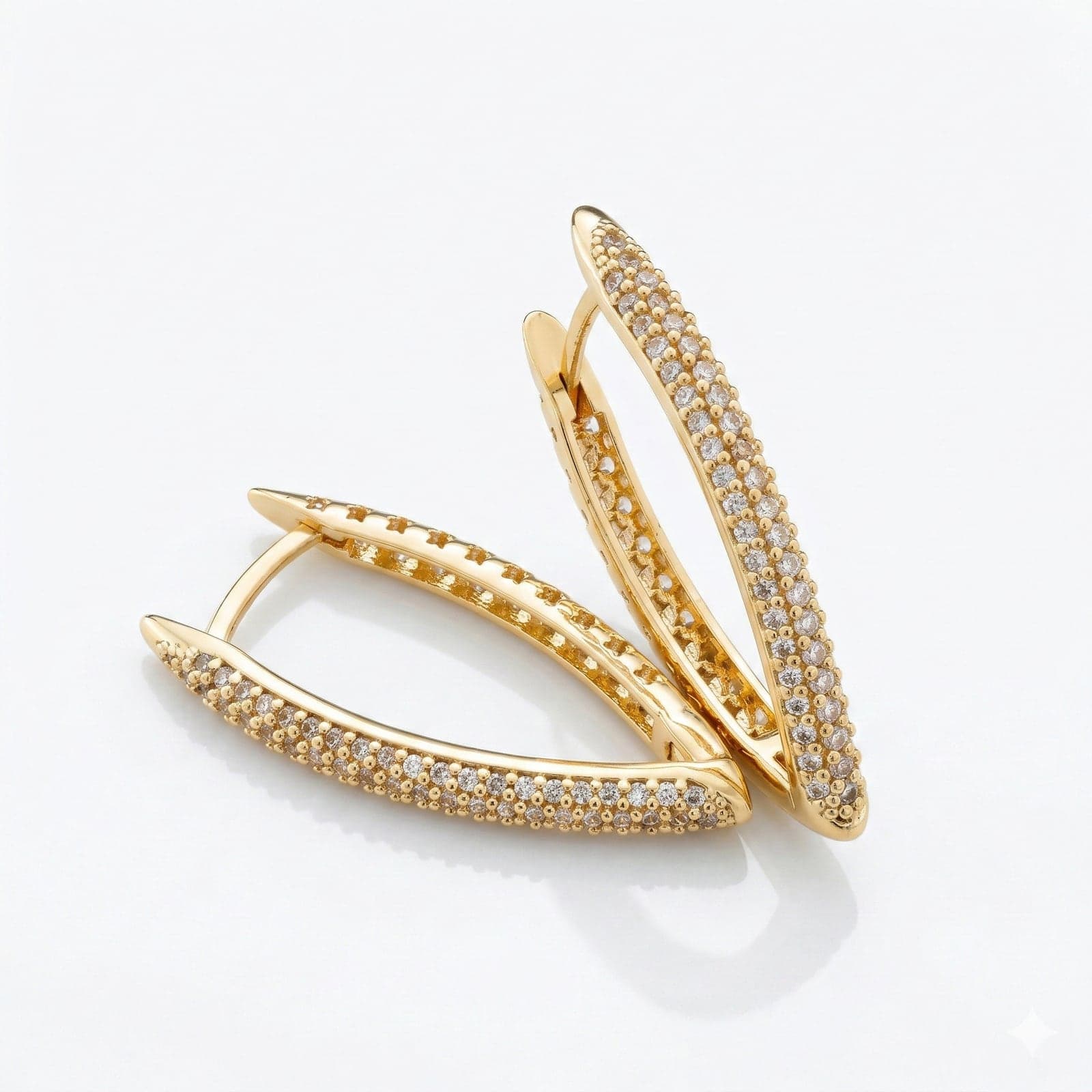 Gold Plated Zircon Stone Drop Earrings on Brass
