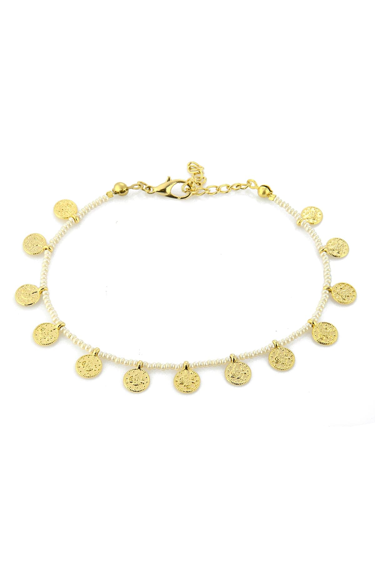14 K goldplated brass, seebead anklet