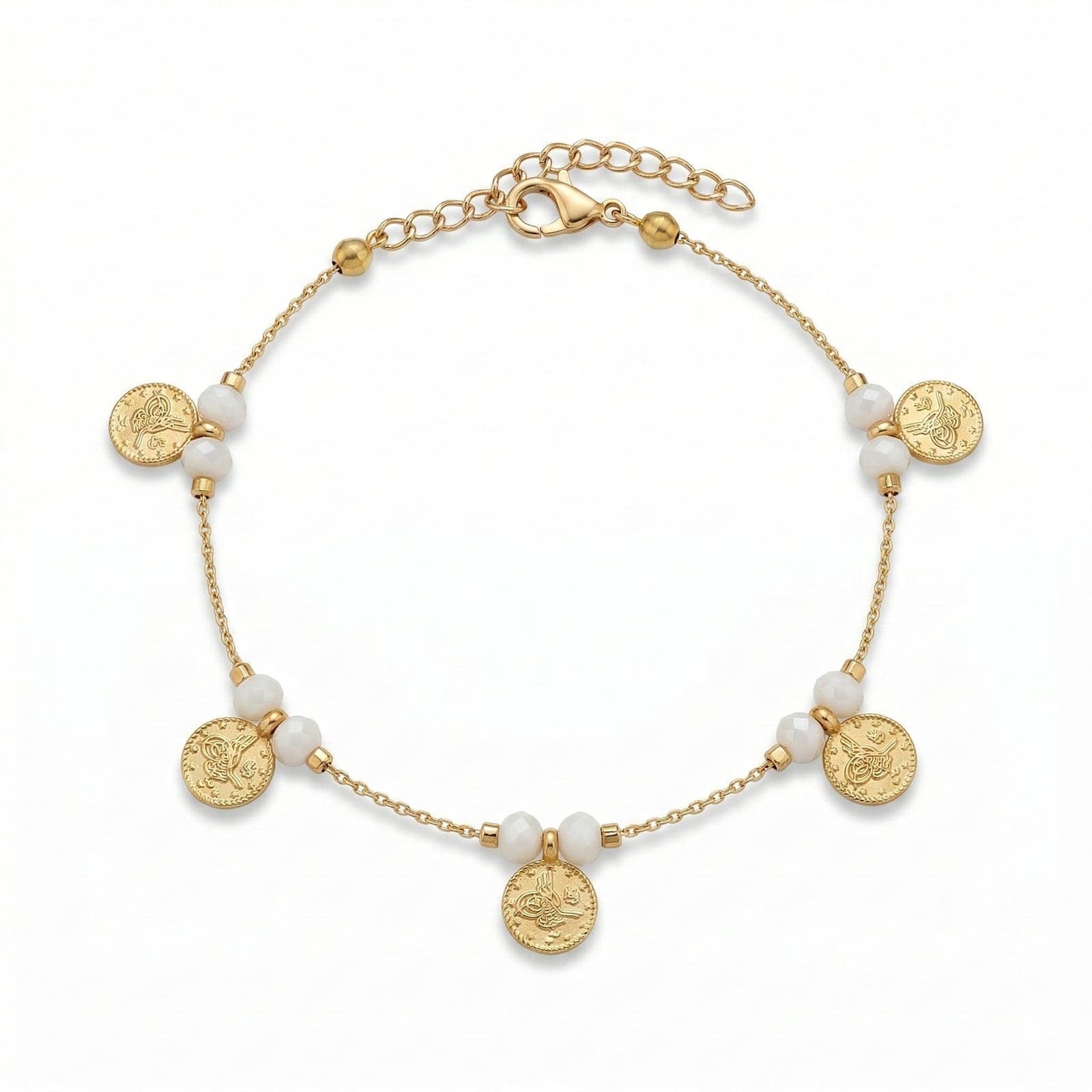 14 K goldplated brass, Cyrstal anklet