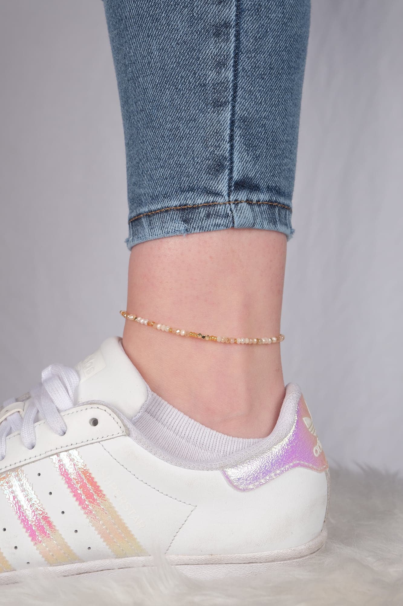 Cream Cyrstal Anklet