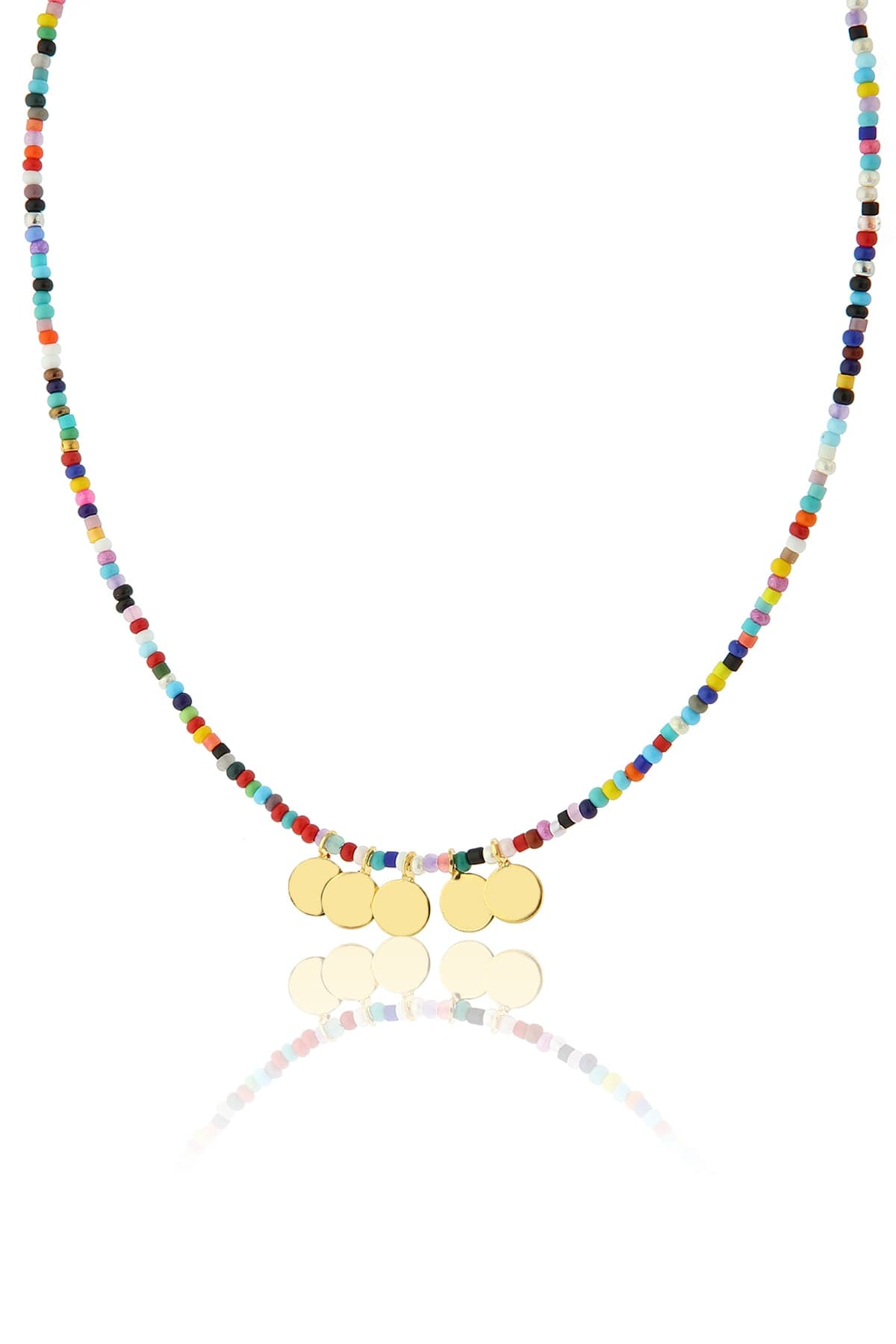 14 K goldplated brass, Seedbeads necklace