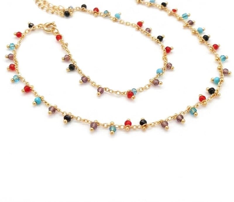 Miyuki necklace with colorful stone pendant