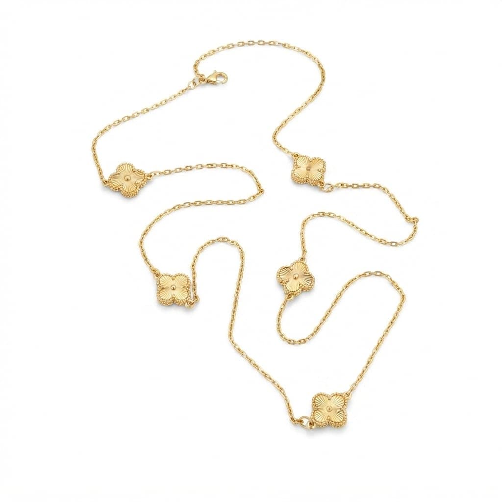 Necklace with gold plated clovers