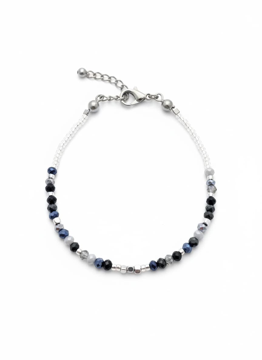 Miyuki Beaded Bracelet in White Gold Plated Brass