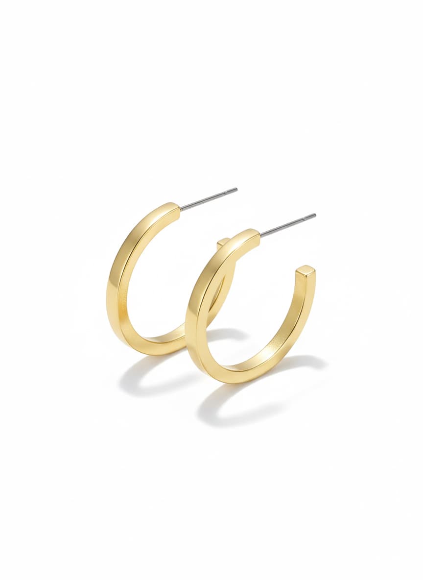 Gold Plated Brass J Earrings