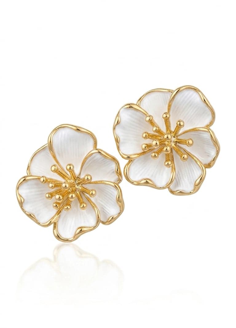 Gold-Plated Brass-Shaped Leaf Earrings